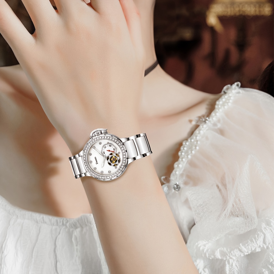 Glamorous Women's Automatic Mechanical Watch, Rhinestone Dial